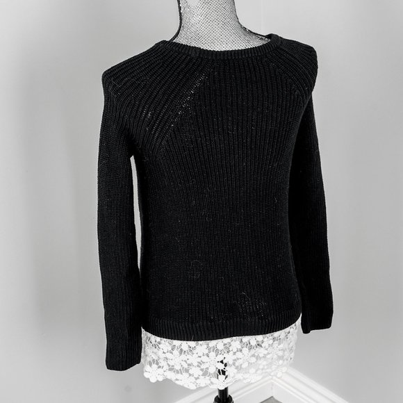 NWOT INC black sweater with lace - Medium - Picture 3 of 4
